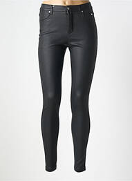 Pantalon slim țesătură acoperită talie înaltă negru MARBLE femme