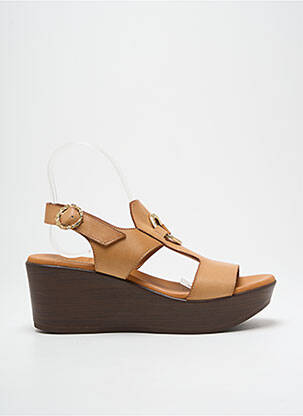 Sandale/pantofi decupați material neted toc de 7 la 9 cm maro PAULA URBAN femeie