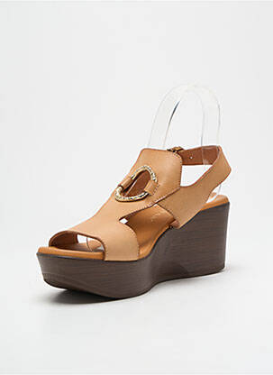 Sandale/pantofi decupați material neted toc de 7 la 9 cm maro PAULA URBAN femeie