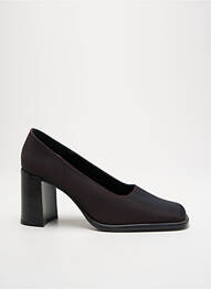 Pantofi cu toc țesătură satinată toc de 7 la 9 cm maro MADISON femme