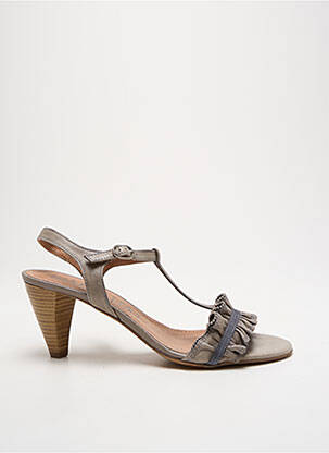 Sandale/pantofi decupați material neted toc de 7 la 9 cm gri HISPANITAS femeie