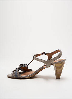 Sandale/pantofi decupați material neted toc de 7 la 9 cm gri HISPANITAS femeie
