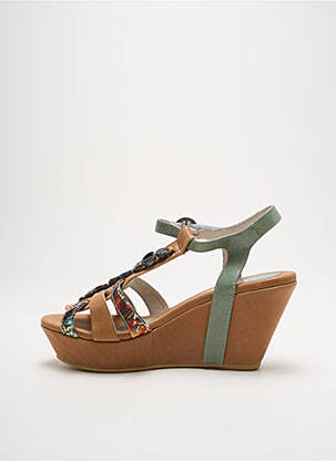 Sandale/pantofi decupați țesătură satinată toc de 7 la 9 cm verde REGARD femeie