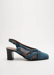 Sandale/pantofi decupați țesătură satinată toc de 4 la 6 cm albastru ARTIKA SOFT femme