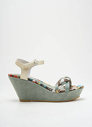 Sandale/pantofi decupați toc platformă toc de 7 la 9 cm verde REGARD femeie
