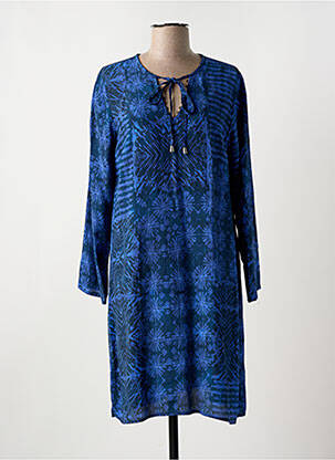 Rochie midi imprimeu fantezie mâneci lungi albastru LA FEE MARABOUTEE femeie