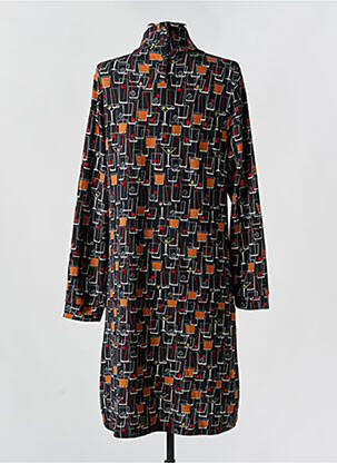 Rochie midi imprimeu fantezie mâneci lungi negru MD'M femeie