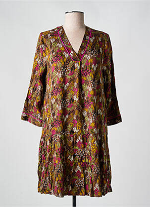 Rochie scurtă mâneci 3/4 mâneci 3/4 maro LOLA ESPELETA femeie