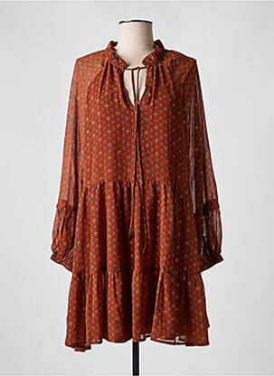 Rochie scurtă croială fluidă mâneci lungi portocalie MOLLY BRACKEN femeie