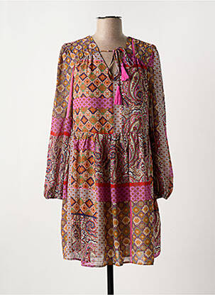 Rochie scurtă croială fluidă mâneci lungi roz MOLLY BRACKEN femeie