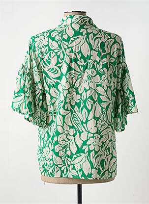 Cămașă imprimeu floral mâneci 3/4 verde ANDAM femeie