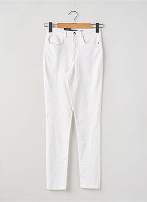 Pantalon slim broderie cu nituri talie înaltă alb VERO MODA femeie
