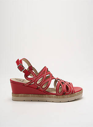 Sandale/pantofi decupați material neted toc de 4 la 6 cm roșu DORKING femeie