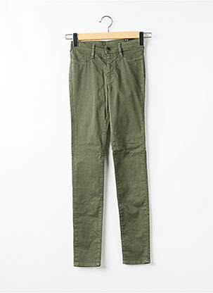 Pantalon slim țesătură poplin verde TEDDY SMITH fată