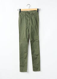 Pantalon slim țesătură poplin verde TEDDY SMITH fată