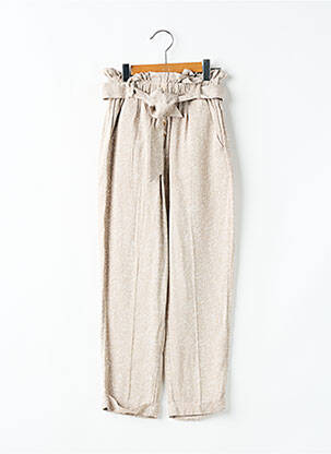 Pantalon drept croială dreaptă talie elastică bej TEDDY SMITH fată
