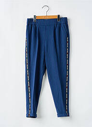 Pantalon slim țesătură poplin talie elastică albastru TEDDY SMITH fată