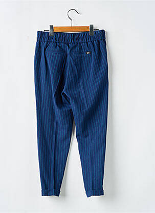 Pantalon slim țesătură poplin talie elastică albastru TEDDY SMITH fată