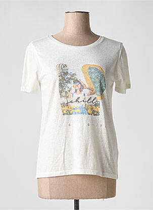 Tricou imprimeu fantezie mâneci scurte bej TEDDY SMITH femeie
