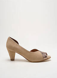 Pantofi cu toc țesătură satinată toc de 4 la 6 cm maro O'.. femme