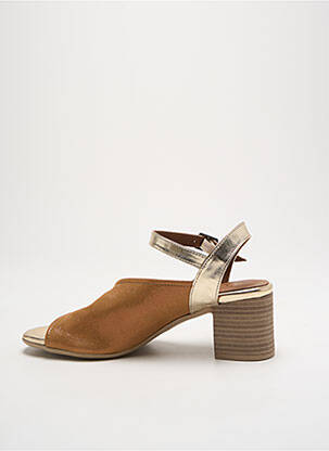 Sandale/pantofi decupați material neted toc de 4 la 6 cm auriu LUNE & L'AUTRE femme