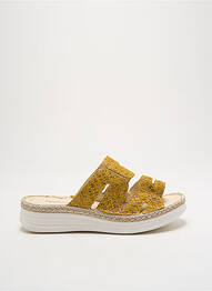 Mulete/saboți țesătură satinată toc de 4 la 6 cm galben PEDI GIRL femme