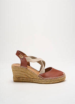 Espadrile țesătură satinată toc de 7 la 9 cm maro TONI PONS femeie