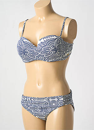Costum de baie din două piese elasticitate sutien balconet cu decolteu înalt albastru ROXY femeie