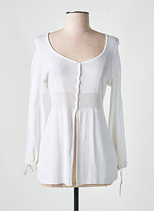 Vestă cu mâneci lungi alb LISANZA femeie