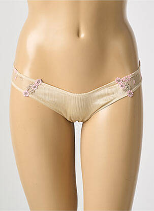 Tanga efect material satinat bej COTTON CLUB femeie