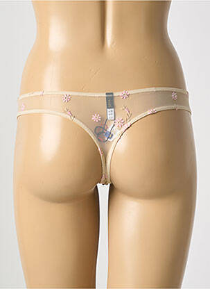 Tanga efect material satinat bej COTTON CLUB femeie