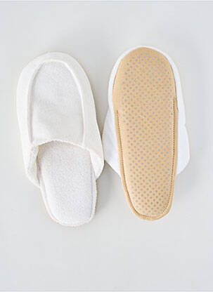 Papuci/pantofi de casă talpă exterioară textilă toc plat până la 3 cm alb PLUTO femeie