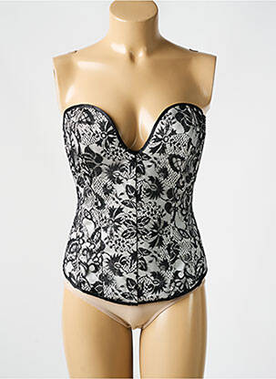 Corset țesătură dantelă negru REVANCHE DE LA FEMME femeie