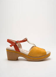 Sandale/pantofi decupați semi compensat toc de 4 la 6 cm galben GADEA femme