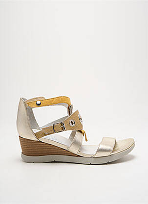 Sandale/pantofi decupați țesătură satinată toc de 4 la 6 cm auriu REGARD femeie