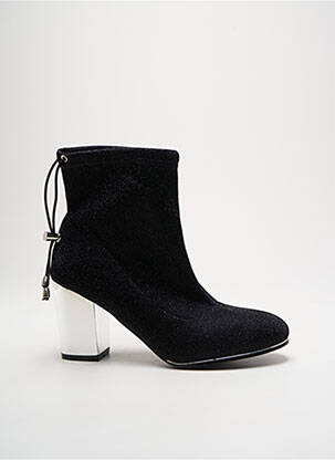 Botine/ghete țesătură satinată toc de 4 la 6 cm negru CASSIS femeie