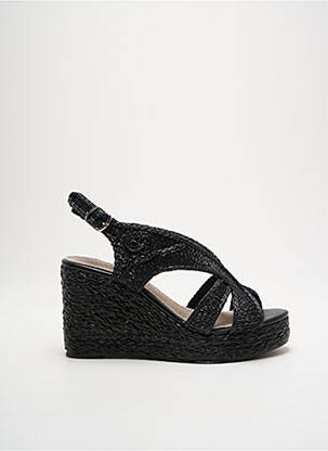 Espadrile țesătură satinată toc de 7 la 9 cm negru CASSIS femeie