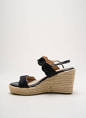 Espadrile țesătură satinată toc de 7 la 9 cm negru CASSIS COTE D'AZUR femeie