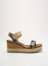 Sandale/pantofi decupați țesătură satinată toc de 7 la 9 cm auriu CASSIS COTE D'AZUR femme