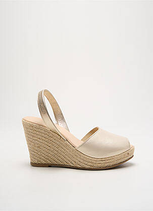 Espadrile țesătură satinată toc de 7 la 9 cm auriu RIA MENORCA femeie