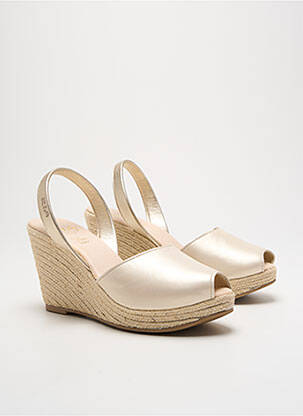 Espadrile țesătură satinată toc de 7 la 9 cm bej RIA MENORCA femeie