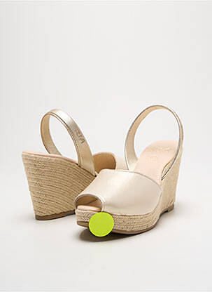 Espadrile țesătură satinată toc de 7 la 9 cm bej RIA MENORCA femeie