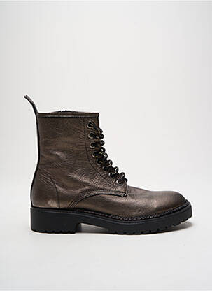 Botine/ghete material neted toc plat până la 3 cm maro BUENO femeie