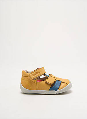Sandale/pantofi decupați material neted vârf rotund galben KICKERS băiat