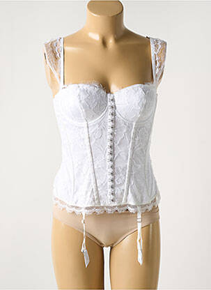 Corset țesătură dantelă alb RAVAGE femeie