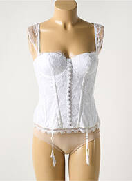 Corset țesătură dantelă alb RAVAGE femme