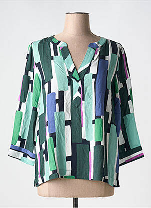 Bluză țesătură poplin mâneci 3/4 verde CECIL femeie