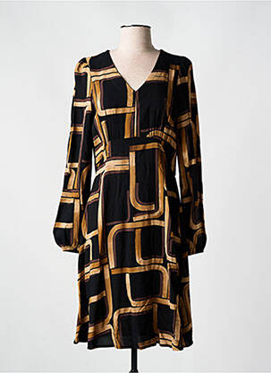 Rochie midi imprimeu fantezie mâneci lungi negru B.YOUNG femeie