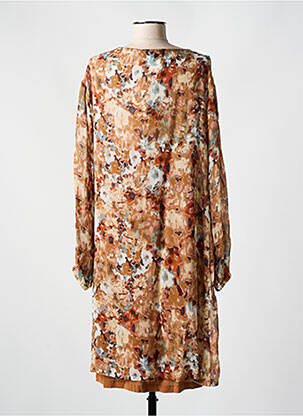 Rochie midi imprimeu floral mâneci lungi maro CREAM femeie