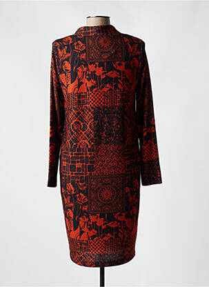 Rochie midi imprimeu fantezie mâneci lungi negru EROKE femeie